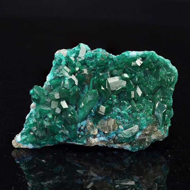 Dioptase With Plancheite on Calcite I - Image 3