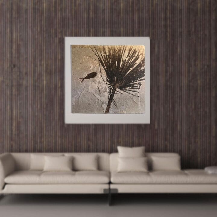 Palm Frond Fossil With Diplomystus - Image 5