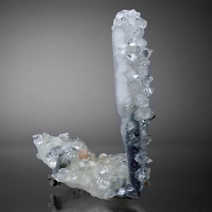 Apophyllite "Lollipop" with Calcite over Agate Stalactite