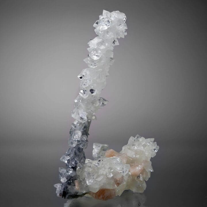 Apophyllite "Lollipop" with Calcite over Agate Stalactite - Image 2