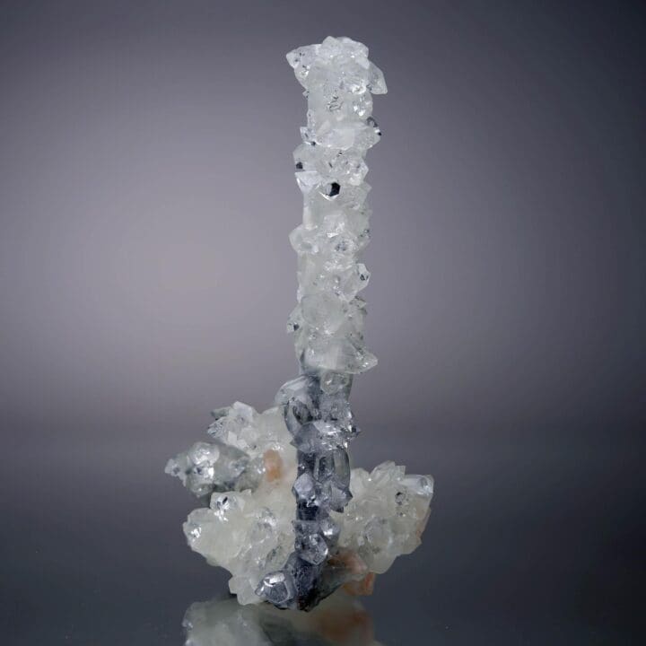 Apophyllite "Lollipop" with Calcite over Agate Stalactite - Image 3