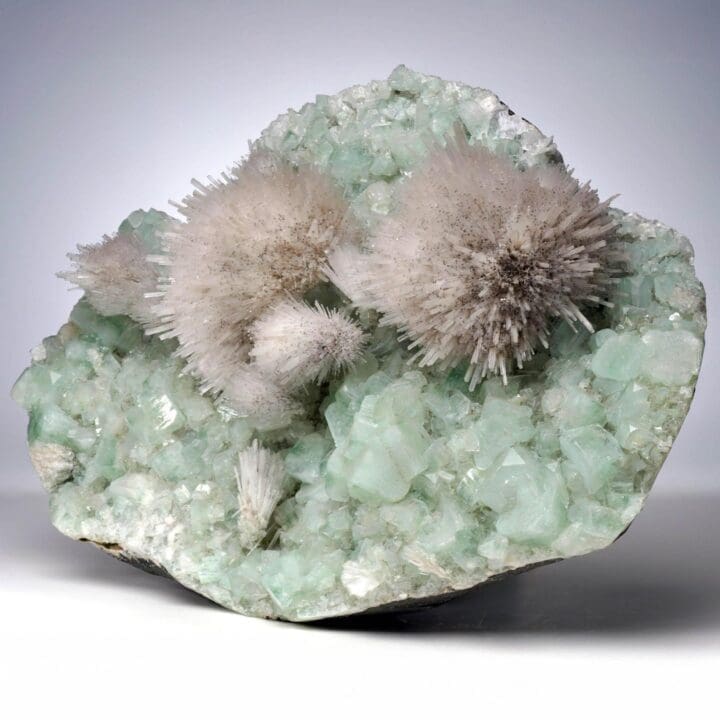 Mesolite on Green Apophyllite