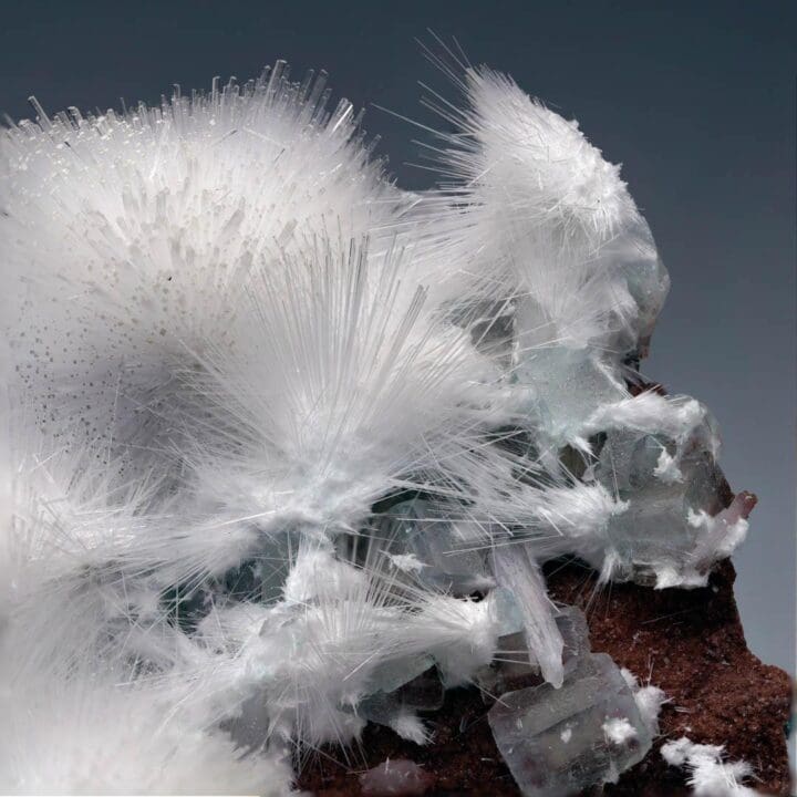 Mesolite and Apophyllite on Red Heulandite - Image 4