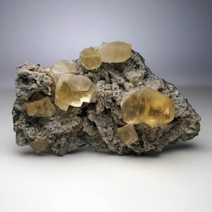 Golden Calcite with Twinned Crystals – Sokolovskoe Iron Mine, Kazakhstan - Image 3