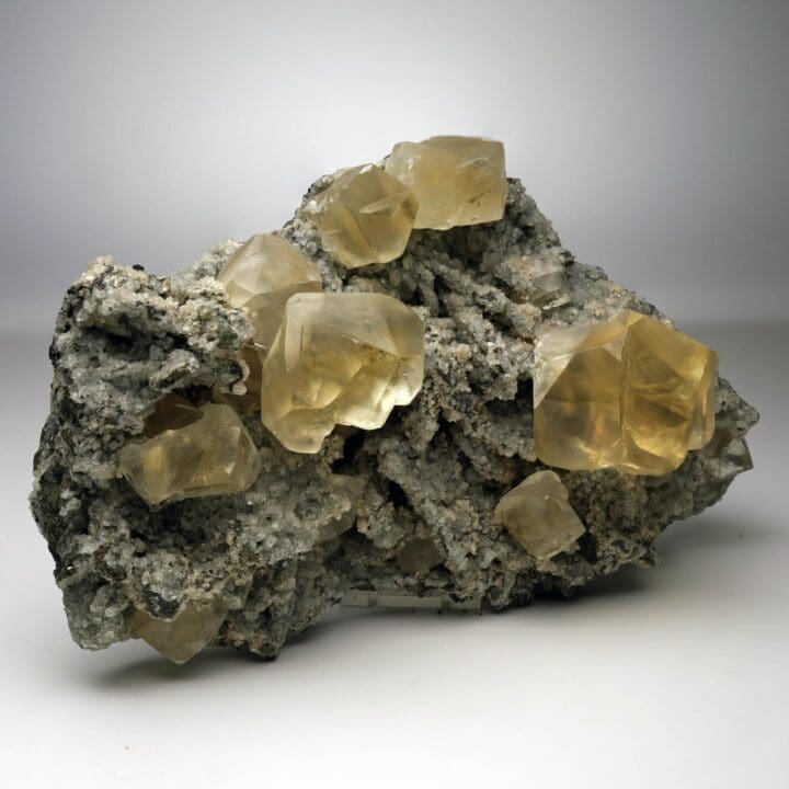 Golden Calcite with Twinned Crystals – Sokolovskoe Iron Mine, Kazakhstan - Image 4