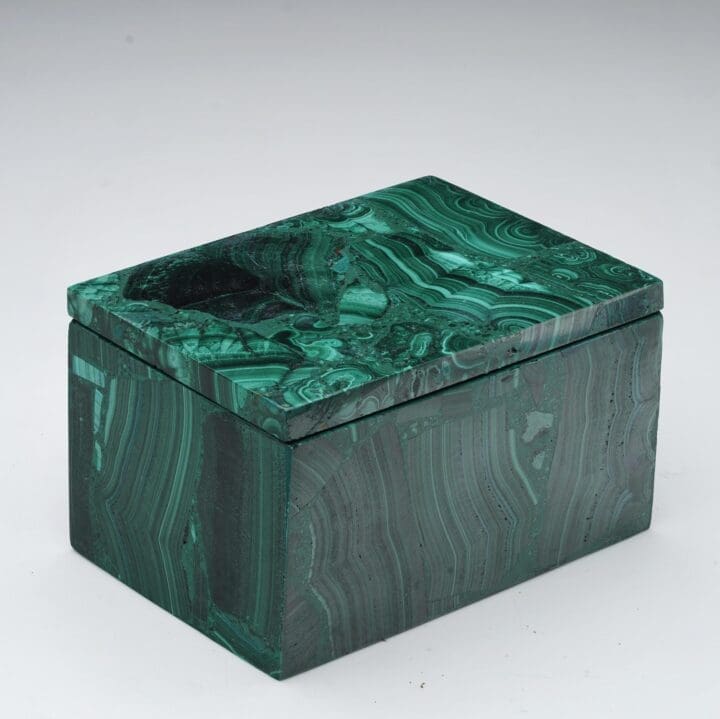 Hand-Carved Malachite Decorative Box II - Image 2