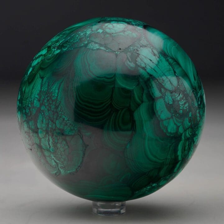 Hand-Polished Solid 3.5" Diameter Malachite Sphere // Ver. III - Image 5