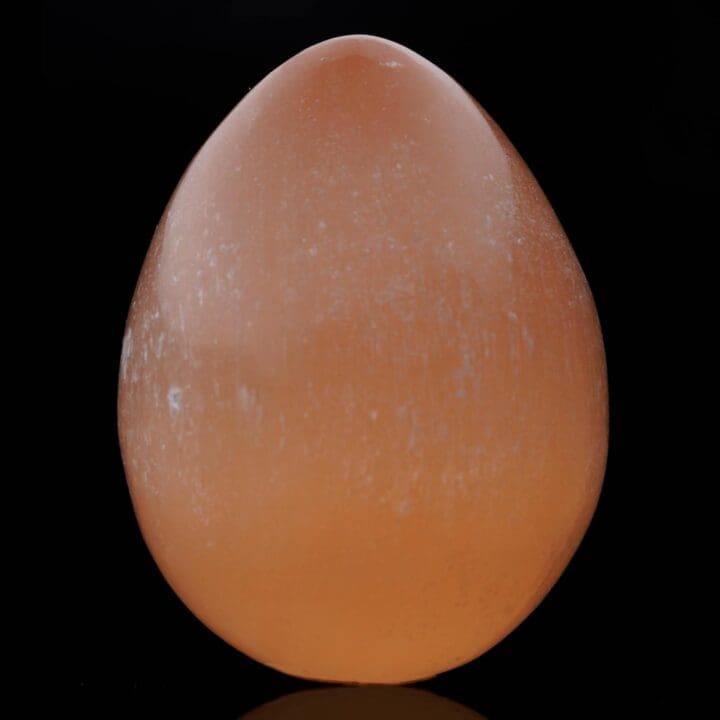 Hand-Carved Orange Selenite Egg From Morocco - Image 3