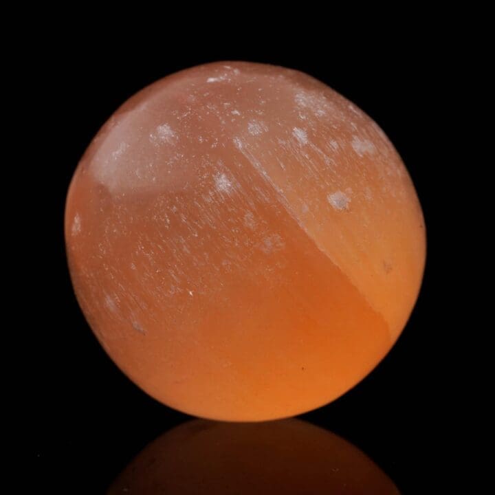 Hand-Carved Orange Selenite Sphere From Morocco - Image 5