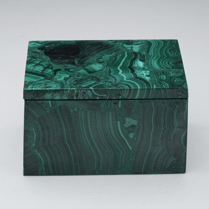Hand-Carved Malachite Decorative Box II - Image 3