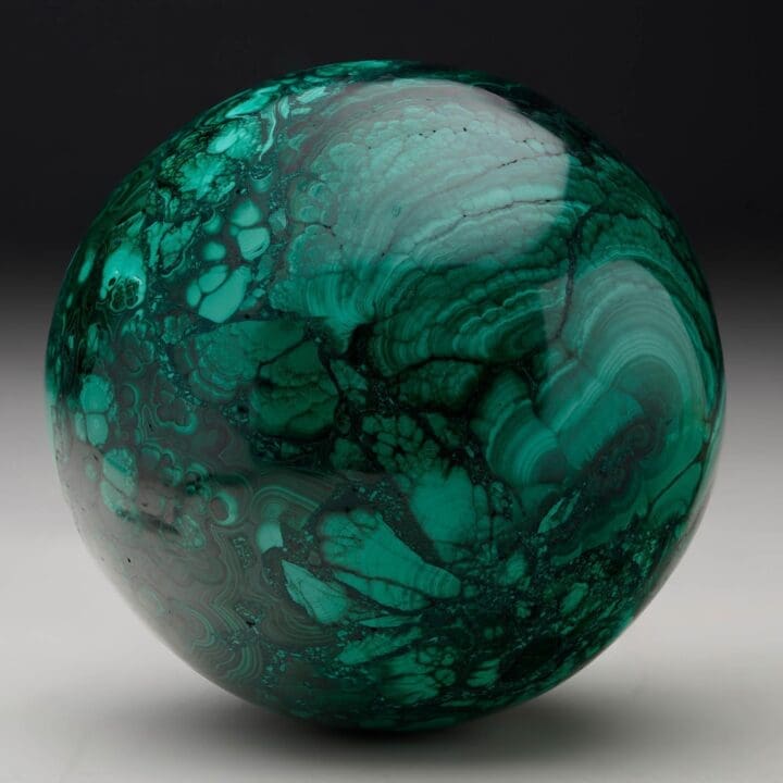 Hand-Polished Solid 3.5" Diameter Malachite Sphere // Ver. II - Image 4
