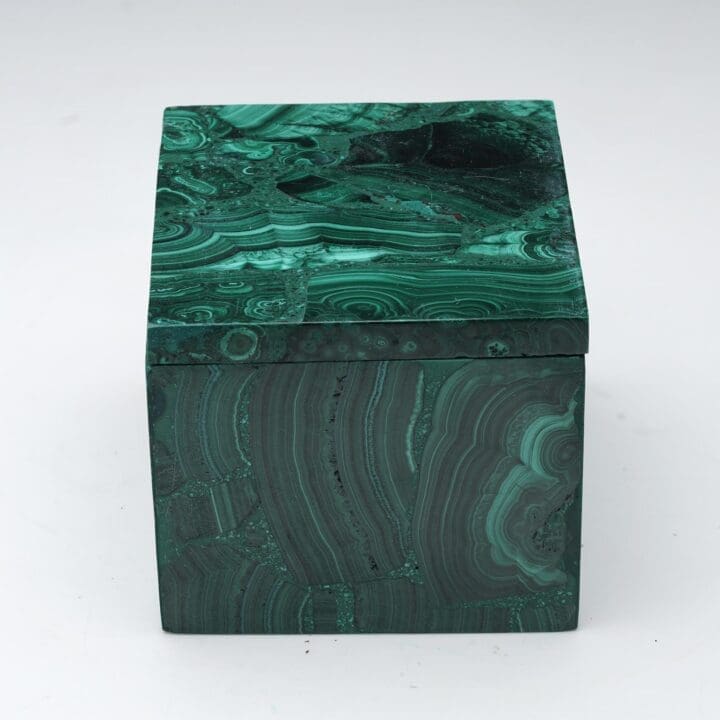Hand-Carved Malachite Decorative Box II - Image 4