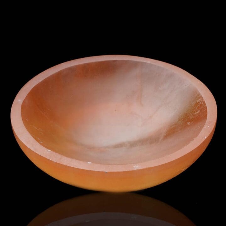 Large Hand-Carved Orange Selenite Dish From Morocco - Image 5