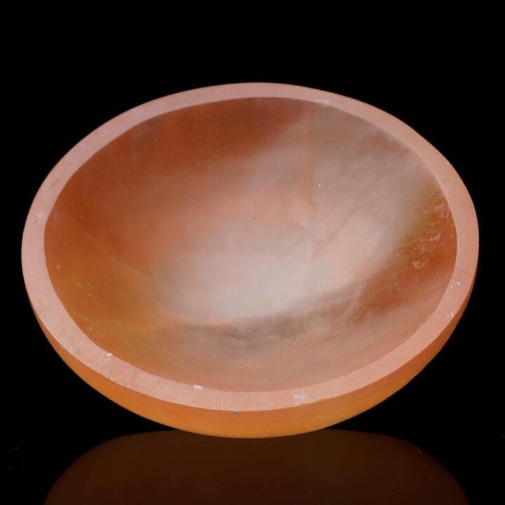Large Hand-Carved Orange Selenite Dish From Morocco - Image 4