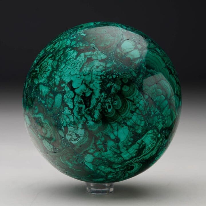 Hand-Polished Solid 3.5" Diameter Malachite Sphere // Ver. I