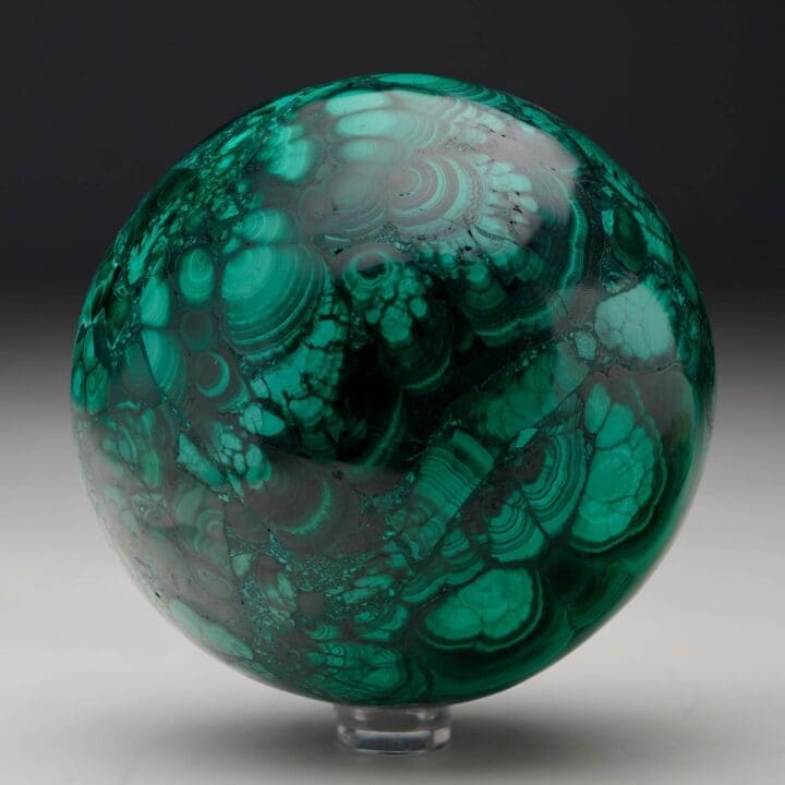 Hand-Polished Solid 3.5" Diameter Malachite Sphere // Ver. III - Image 3