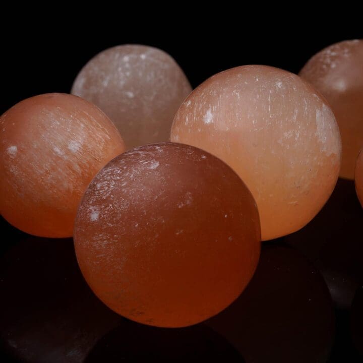 Hand-Carved Orange Selenite Sphere From Morocco - Image 2