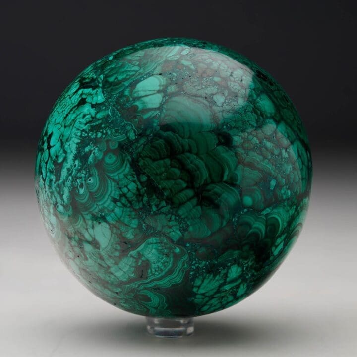 Hand-Polished Solid 3.5" Diameter Malachite Sphere // Ver. I - Image 2