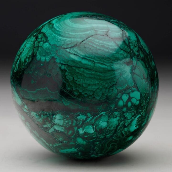 Hand-Polished Solid 3.5" Diameter Malachite Sphere // Ver. II